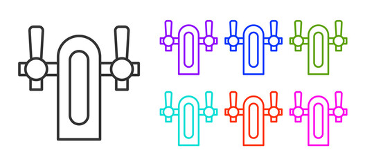 Black line Beer tap icon isolated on white background. Set icons colorful. Vector