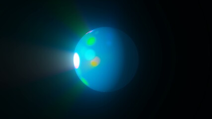 Digital colorful sphere with lighting circles in space, modern computer generated background, 3D rendering