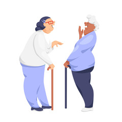 an old woman. vector image of two old happy women. the dialogue of two grandmothers