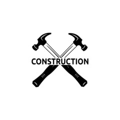 Vintage hammer icon, tools for construction work.