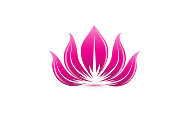 Fototapeta na wymiar Logo lotus pink flower for spa massage cosmetic industry isolated on black background icon vector web image graphic illustration design
