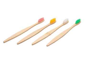 Bamboo toothbrush isolated on a white background.