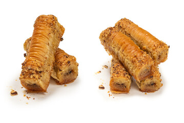 Delicious sweet baklava isolated on white background.