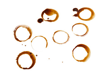 Coffee stains isolated on white background.