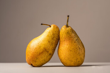 pear fruit on the table with different backgrounds