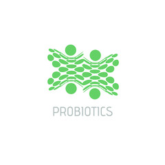 Probiotics logo. Bacteria logo. Concept of healthy nutrition ingredient for therapeutic purposes. Simple flat style trend modern logotype graphic design isolated