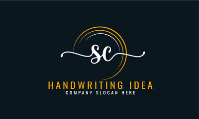 Initial S C, letter handwriting logo Design



