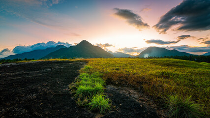 Dramatic clouds with mountain background view.Near NAGERCOIL, KANYAKUMARI DISTRICT, TAMIL NADU. INDIA.