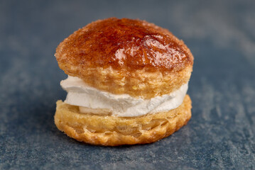 Appetizing cream-filled puff pastry.