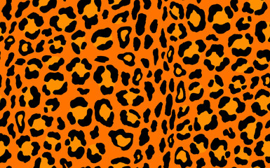 Abstract modern leopard seamless pattern. Animals trendy background. Orange and black decorative vector stock illustration for print, card, postcard, fabric, textile. Modern ornament of stylized skin
