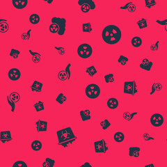 Set Infectious waste, Acid rain and radioactive cloud, Radioactive and on seamless pattern. Vector