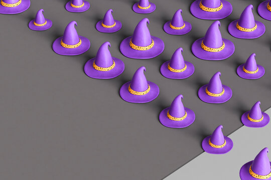 pattern of purple witch hat on dark grey background