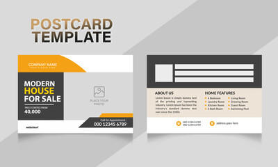Home for sale postcard, real estate Postcard design template. Modern & Elegant Postcard Template.