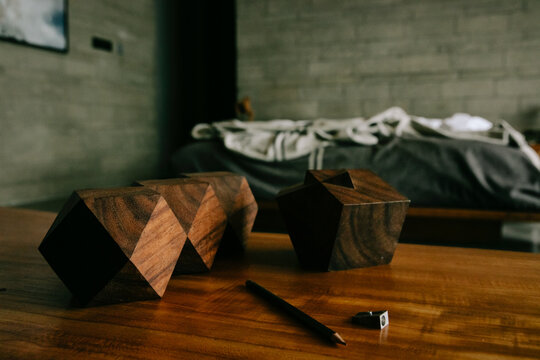Pencil on Wooden Coffee Table