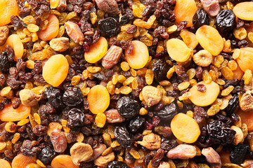Mix of assorted dried fruits