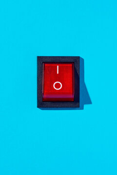 red rocker switch in power-on position