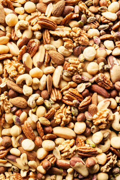 Heap of assorted fresh nuts