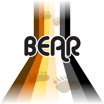 Gay Bear Flag Pride Stripe Retro Style Shape Vector Illustration Graphic Based On The LGBTQIA+ Bears Flags and Sexuality Paw Prints Stripes