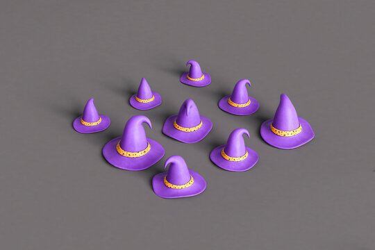 purple witch hat on dark grey background