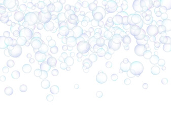 Soap bubbles flew randomly on a white background. Vector