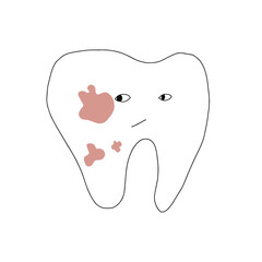 dental plaque doodle icon, vector illustration, hand drawn