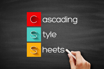 CSS - Cascading Style Sheets acronym concept on blackboard