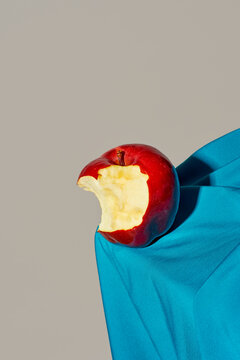 nibbled red apple