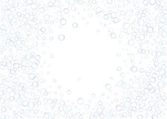 Soap bubbles flew randomly on a white background. Vector