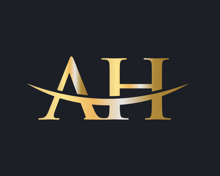 Premium Letter AH Logo Design with water wave concept. AH letter logo design