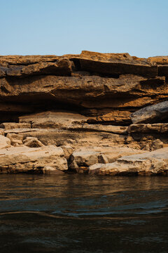 Rocks in the Mekong River in the dry season