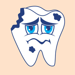 Funny sick tooth cartoon