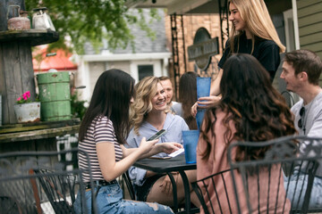 Dining: Server Brings Drinks To Table