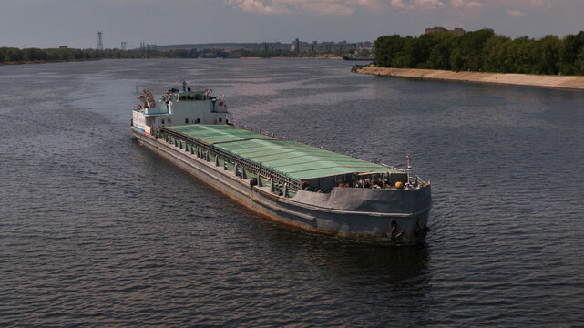 Top-view of a cargo ship