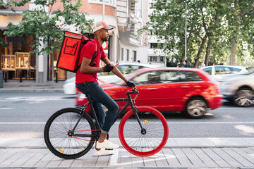 Delivery Man Using his Phone