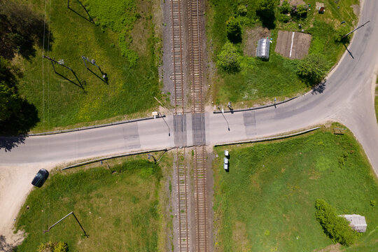 Train Track Crossing The Raod 