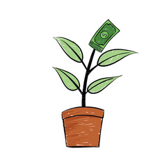 Growing money tree illustration