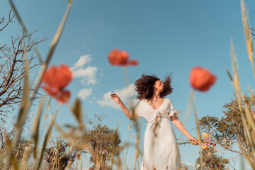Happy woman surrounded by nature