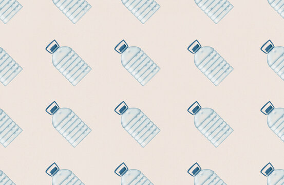 Seamless Pattern of Plastic bottles 