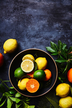 Ceramic Bowl with Various Citrus Fruits