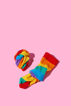 wrinkled rainbow patterned socks