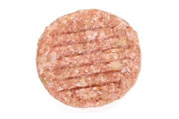 Fresh burger cutlets, isolated on white background.
