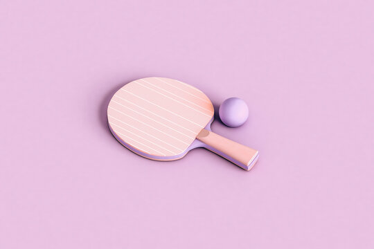 a pink Ping pong rackets on violet background
