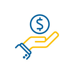 Pictograph of money in hand icon vector flat