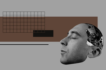 Head Of Man With A Mechanism Inside