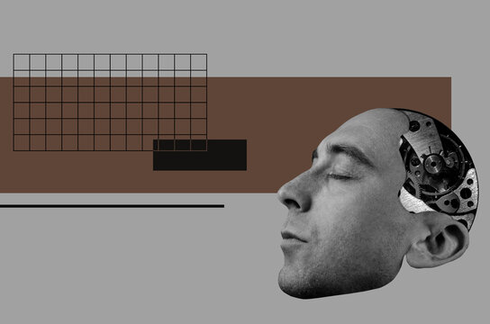 Head Of Man With A Mechanism Inside