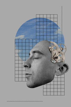 Head Of A Man With Gears Inside