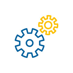 Gear outline flat vector icon. Teamwork sign