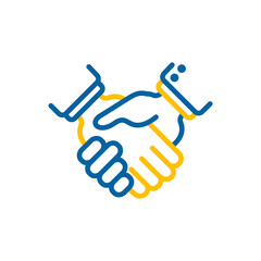 Fototapeta premium Business handshake, contract agreement flat vector icon