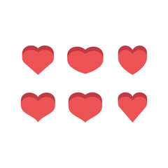 Heart icons. Isometric flat design 3d style. Love and romance symbol set.