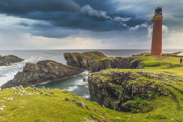 Lighthouse during storm weather, Butt of Lewis,Outer Hebrides, Scotland